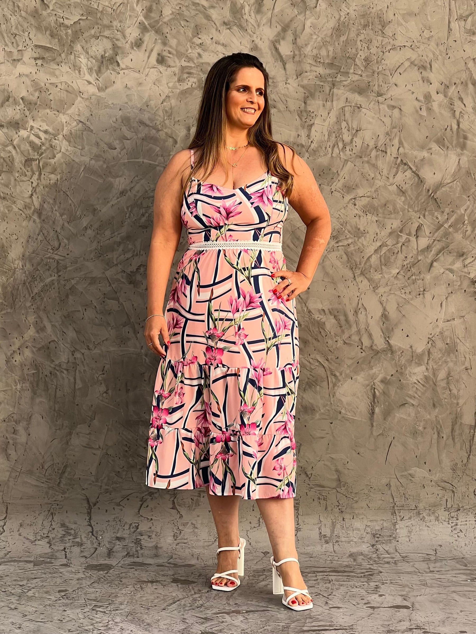 Vestido Janaina - Rosa Estampado