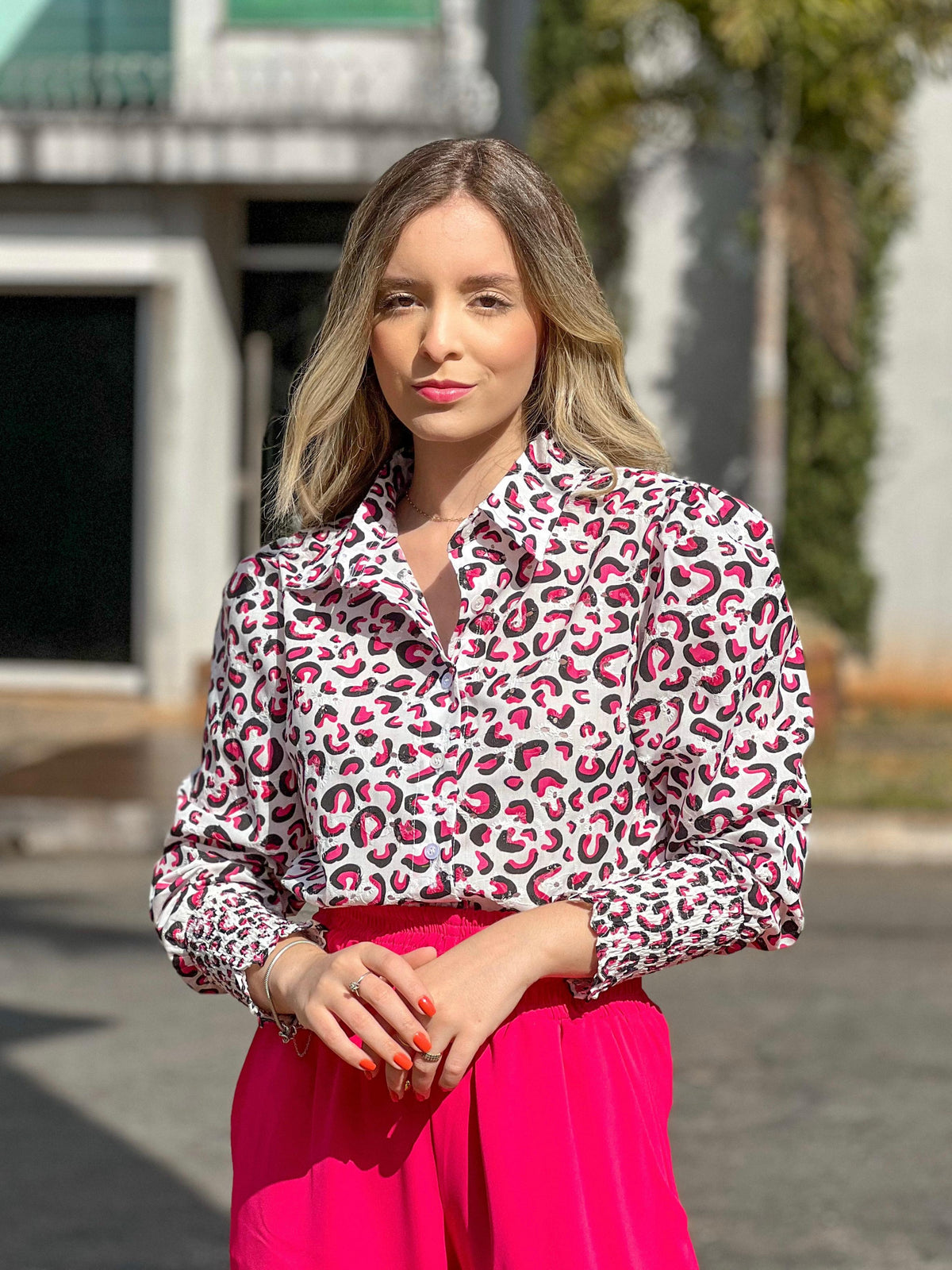 Camisa Rosa - Animal Print